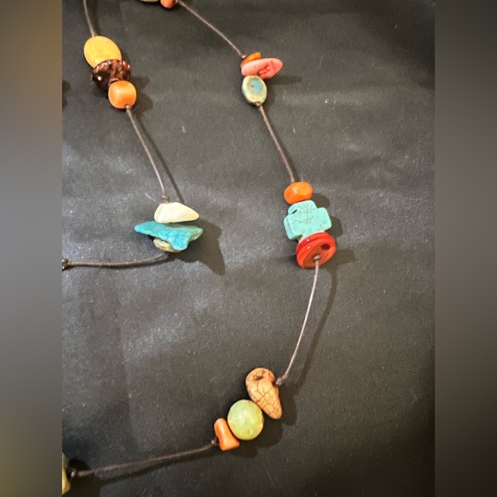 Vintage Native American Multi-Stone Necklace 44” long - Picture 3 of 7